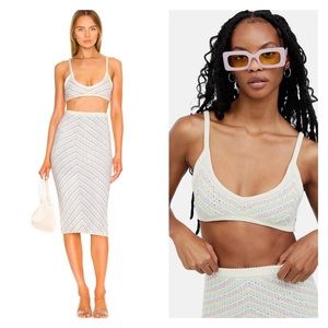 FOR LOVE & LEMONS Knit Bra & Skirt Set Corinna Bralette Bette Midi Skirt XS NWT